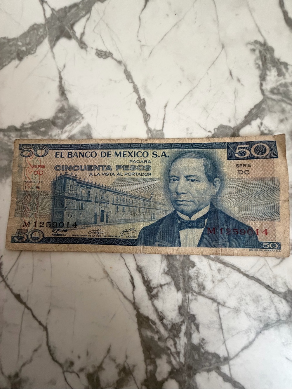 Mexican 50 Peso Banknote, Juarez, 1976
